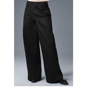 ALO Women's Wanderlust Loose Extra Wide Leg Relaxed Trouser Pant Black Size L
